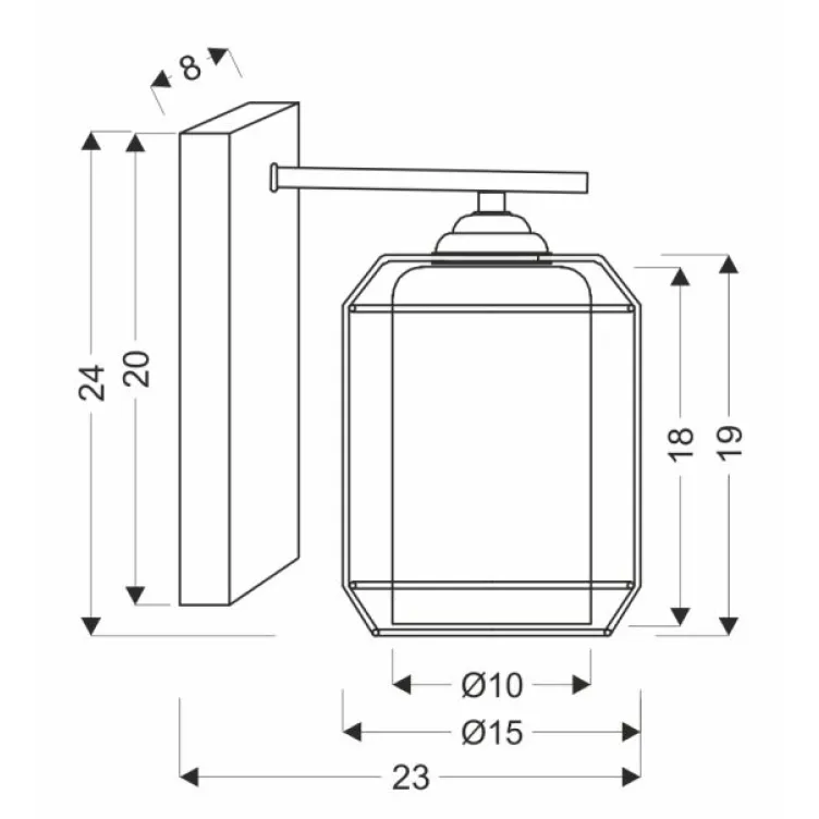 Jonera Zidna Lampa Crna P20 1x40W E27