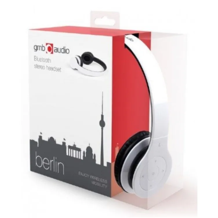 Gembird bluetooth stereo slušalice sa mikrofonom "Berlin", White (fo)