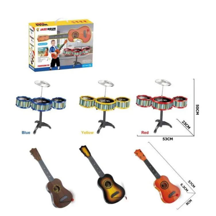 Muzicki set gitara i bubnjevi 