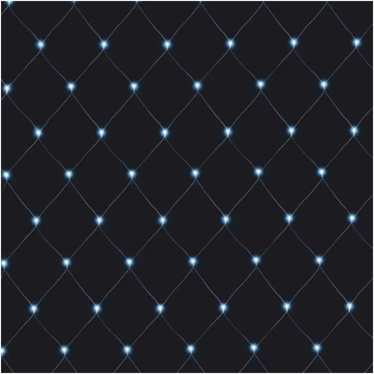 Novogodišnja LED svetleća mreža hladno bela 1x2m za spoljašnju i unutrašnju upotrebu sa providnim kablom