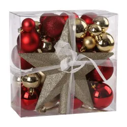 Icy set novogodišnje kugle set crveno zlatna 48K