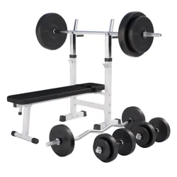 Benč klupa sa stalkom i setom tegova 100 kg (Bela)