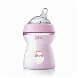 Chicco nf plastična flašica 250ml silikon 2m+ roze