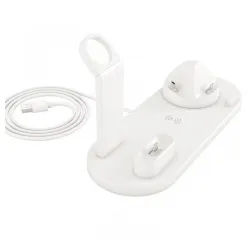 Bezicni punjac 4u1 za Apple Watch, Airpods i 2x iPhone beli
