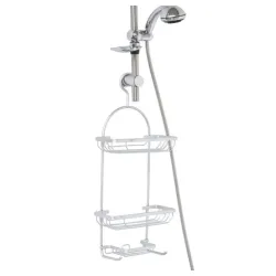 Polica viseća dvostruka sa kukicom alu,hrom velika tendance