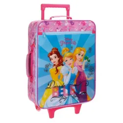 Dečiji kofer Disney Brend: Disney Princess Linija proizvođača: Princess Rainbow Materijal: mikrofiber, PVC Spoljašnje dimenzije: 35 x 50 x 18 cm Zapremina: 25 l Masa kofera: 1.8 kg 2 silikonska točkića Teleskopska ručka za vuču Ručke za nošenje u ruci, sa gornje i sa bočne strane kofera Zakopčavanje: rajsferšlus Veliki spoljašnji prednji džep sa rajsferšlusom U unutrašnjosti su elastične trake za pričvršćivanje stvari