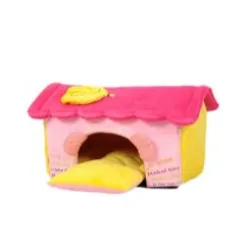 Krevet kućica za pse žuta i roza