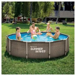 Okrugli bazen sa metalnim ramom 305x76cm Summer Waves Rattan + Filter pumpa RX330 P2Q01030A