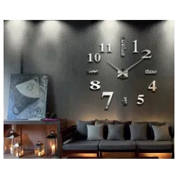  Zidni Sat samolepljivi 3D Srebrni  T4311S 